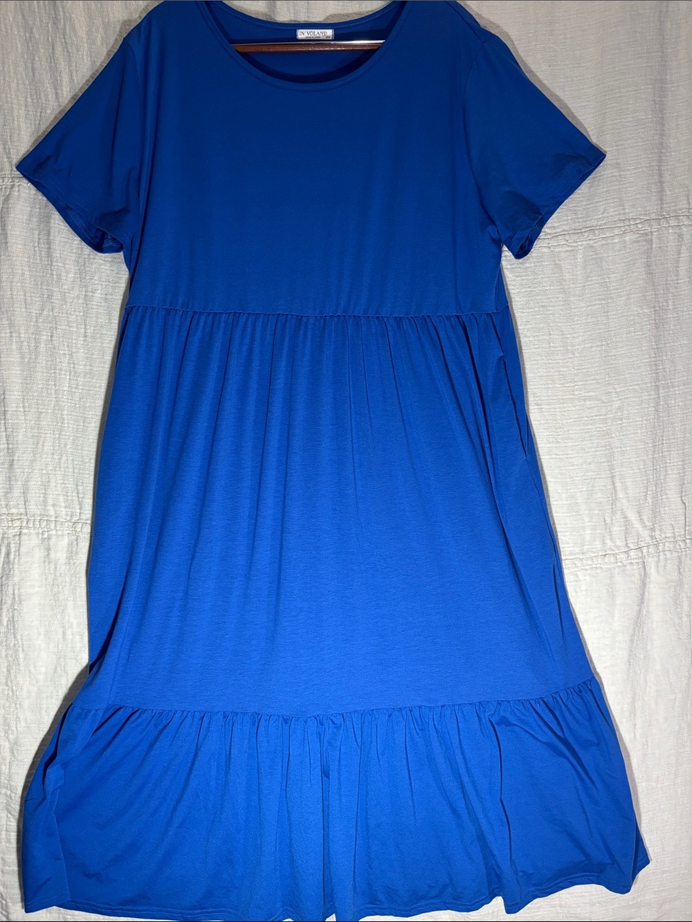 Blue Tiered Maxi Dress 22W plus size, EUC with pockets